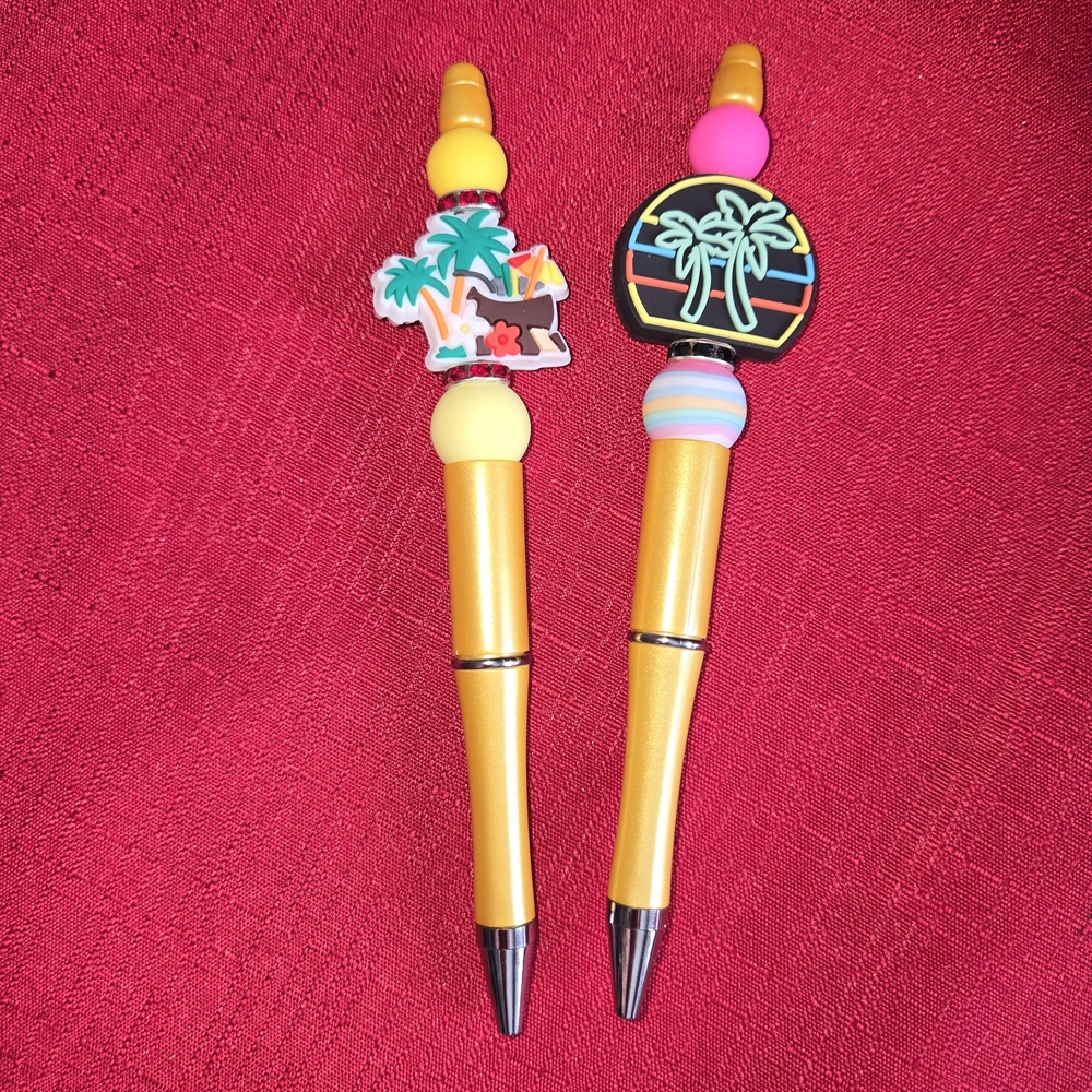 (4 For $30)    Hand Crafted Tropical Kids Pens - Yellow and Black Set